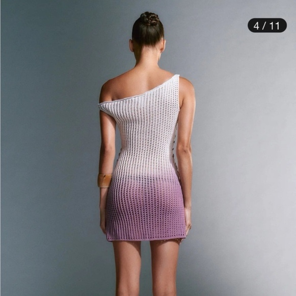 I.AM.GIA Ombré Crochet Mini Dress in White to Lavender - Picture 4 of 9